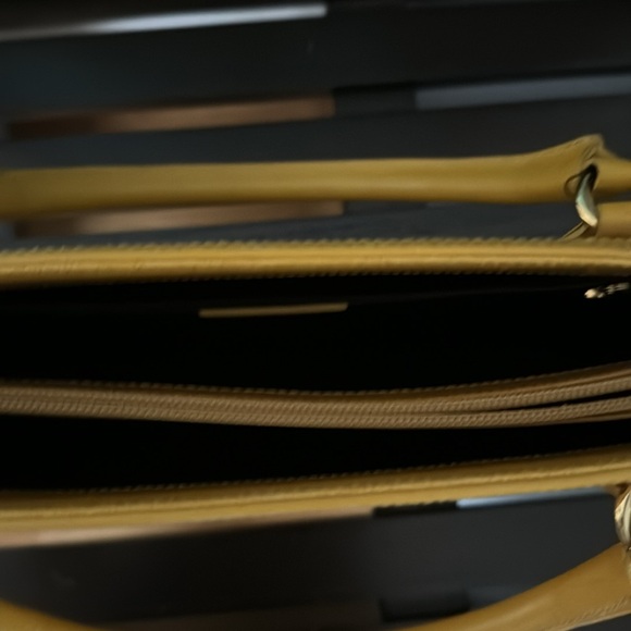 Revillon mustard Yellow saffiano Leather Satchel. NWOT. Made in Italy. - Picture 7 of 17